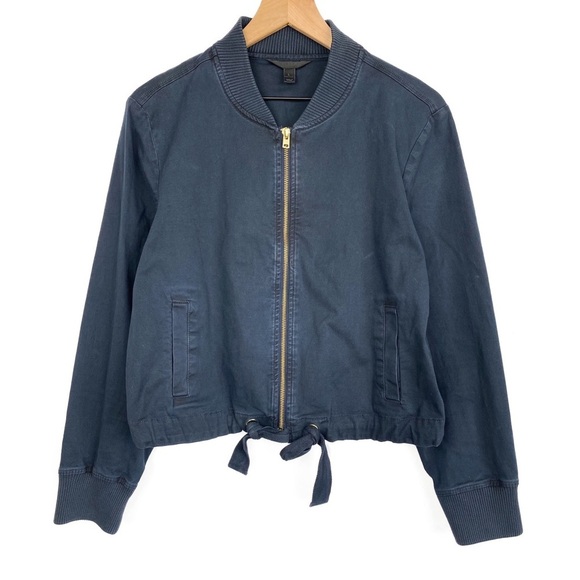 J Crew Women's Garment Dyed Cotton‎ Bomber Jacket, Deep Navy - Size L - Picture 4 of 11